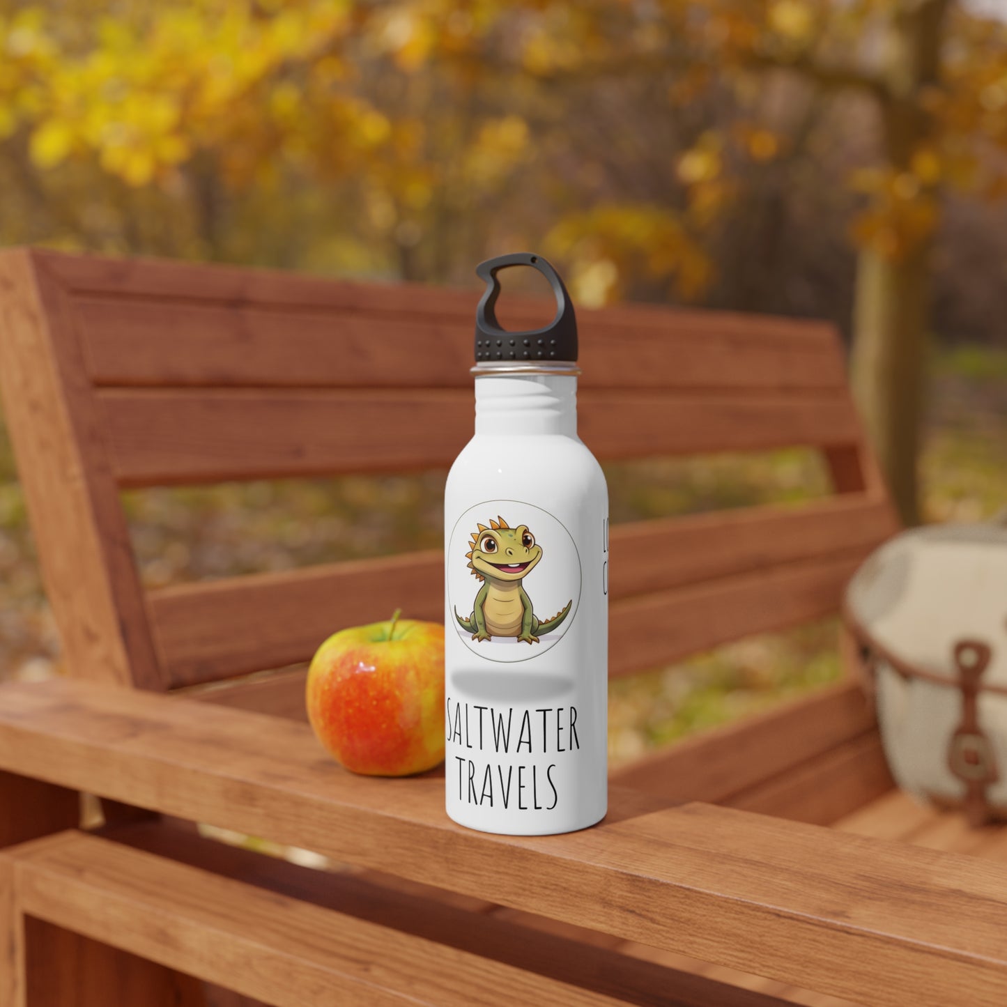 "Saltwater Travels" Iguana Stainless Steel Water Bottle - 20 oz