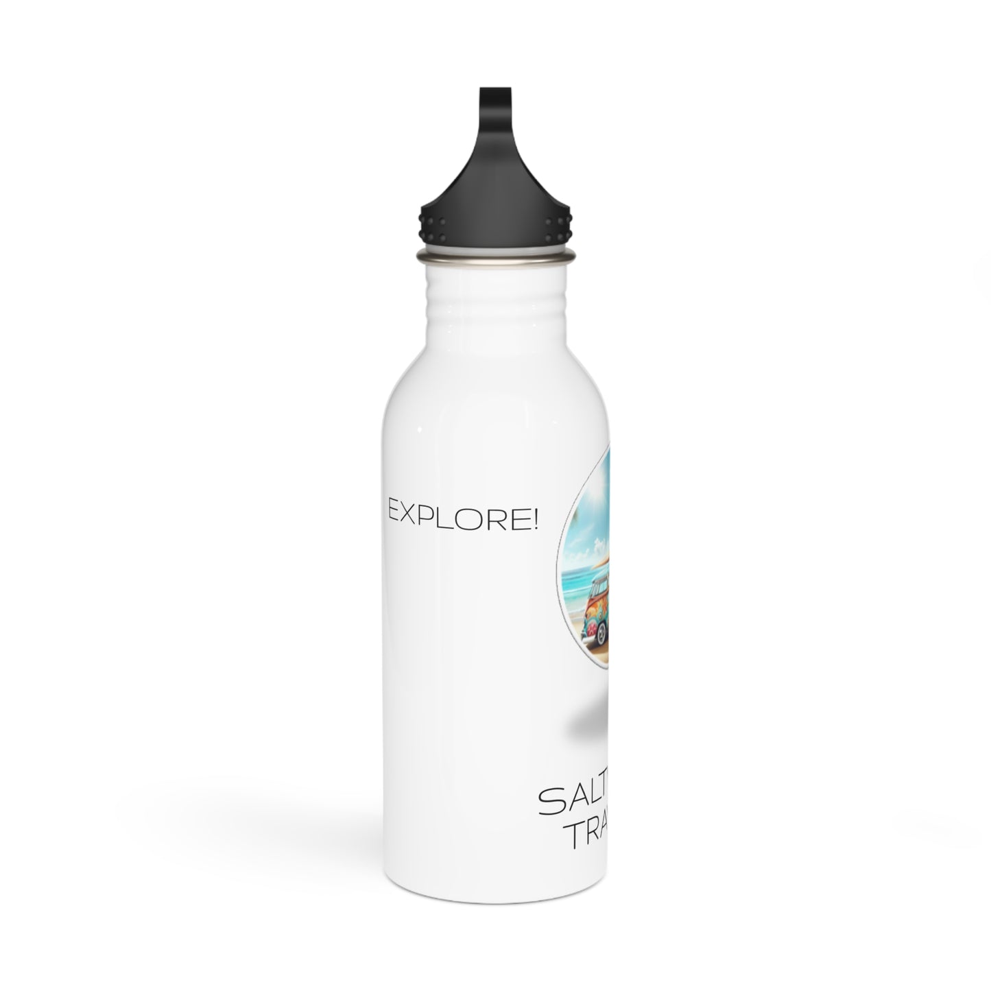 "Saltwater Travels" Beach Bus Stainless Steel Water Bottle - 20 oz.