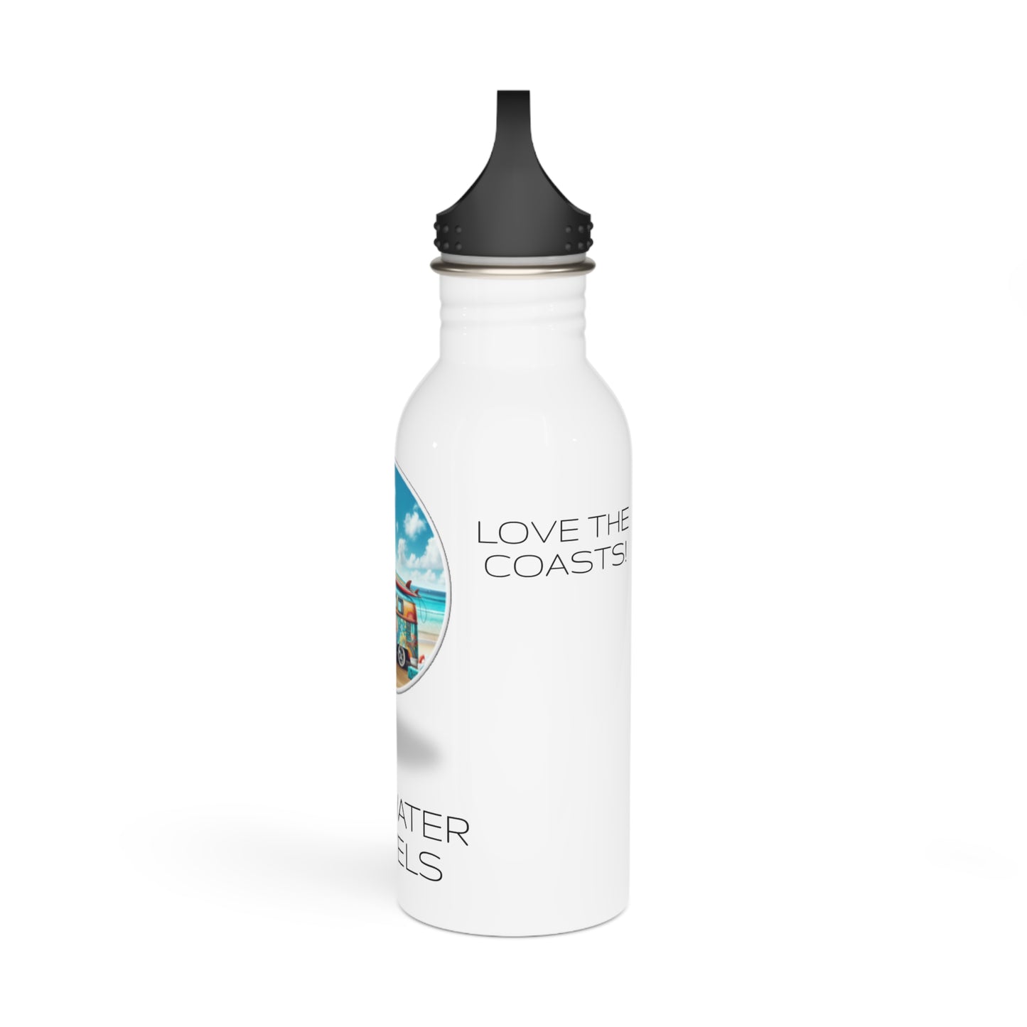 "Saltwater Travels" Beach Bus Stainless Steel Water Bottle - 20 oz.