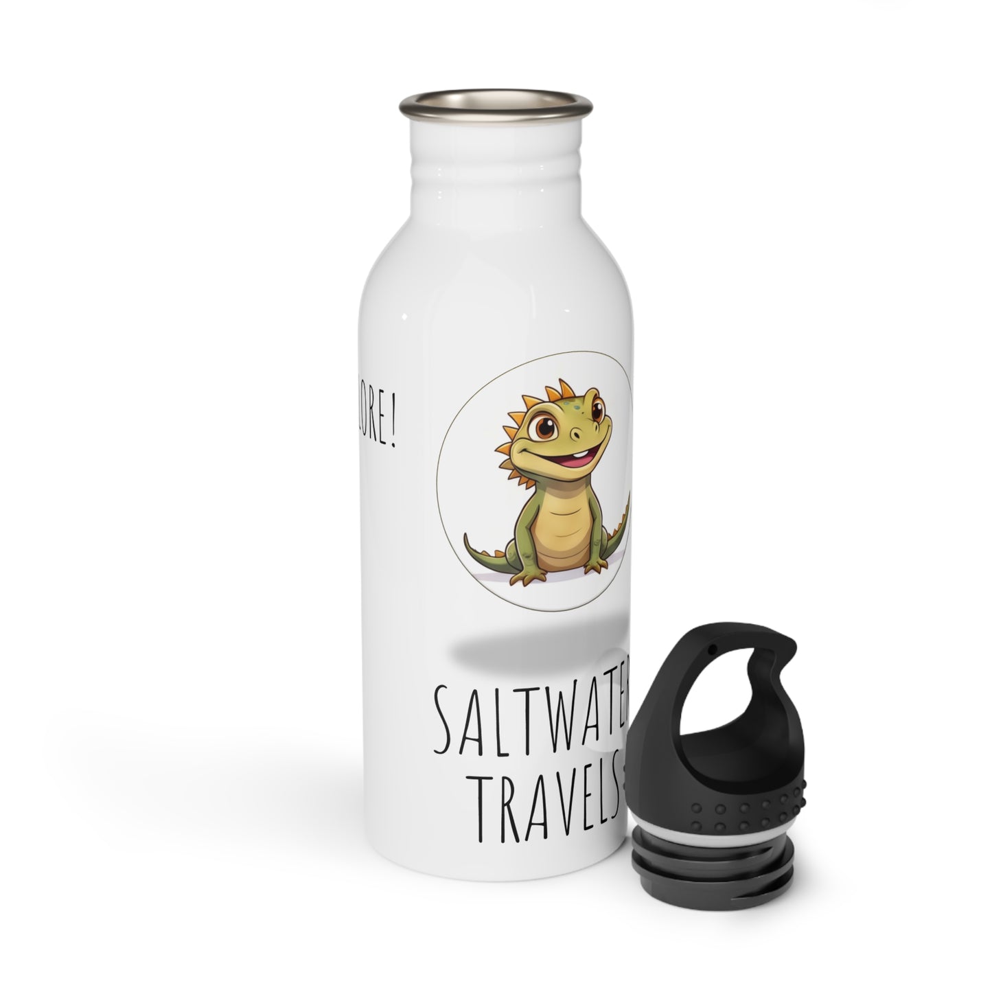 "Saltwater Travels" Iguana Stainless Steel Water Bottle - 20 oz
