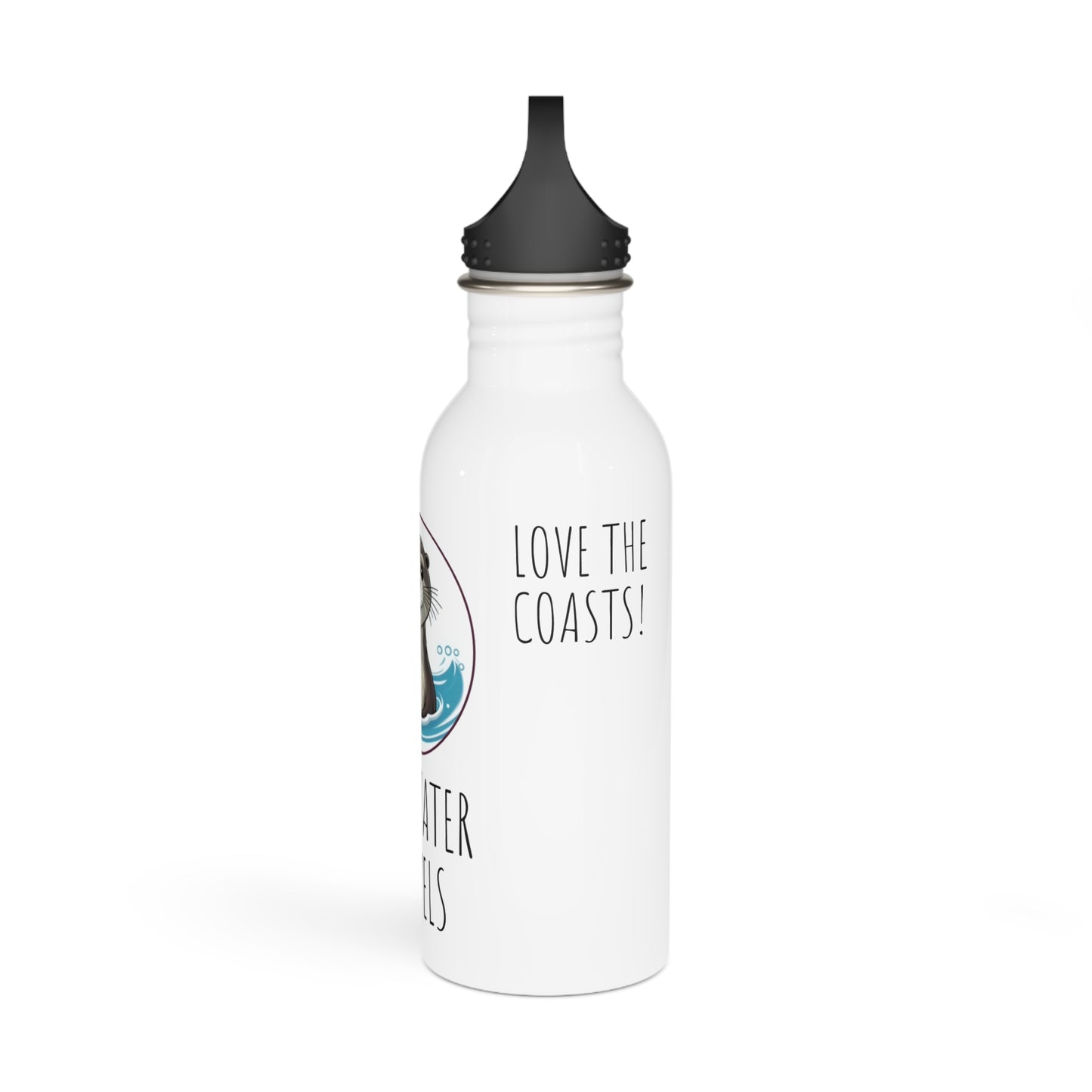 "Saltwater Travels" Sea Otter Stainless Steel Water Bottle