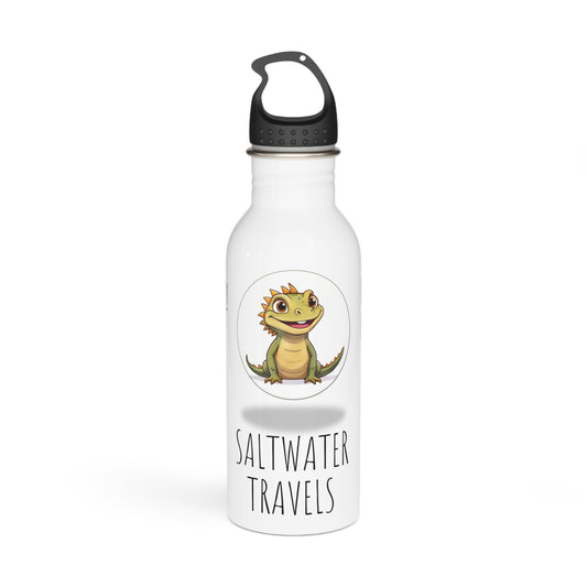 "Saltwater Travels" Iguana Stainless Steel Water Bottle - 20 oz