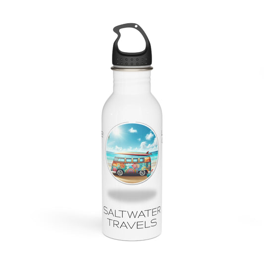 "Saltwater Travels" Beach Bus Stainless Steel Water Bottle - 20 oz.