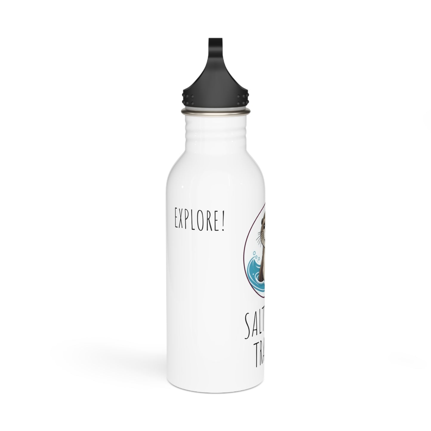 "Saltwater Travels" Sea Otter Stainless Steel Water Bottle