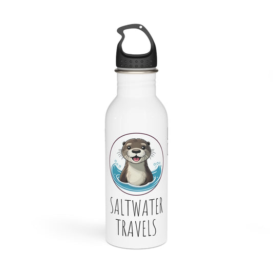 "Saltwater Travels" Sea Otter Stainless Steel Water Bottle